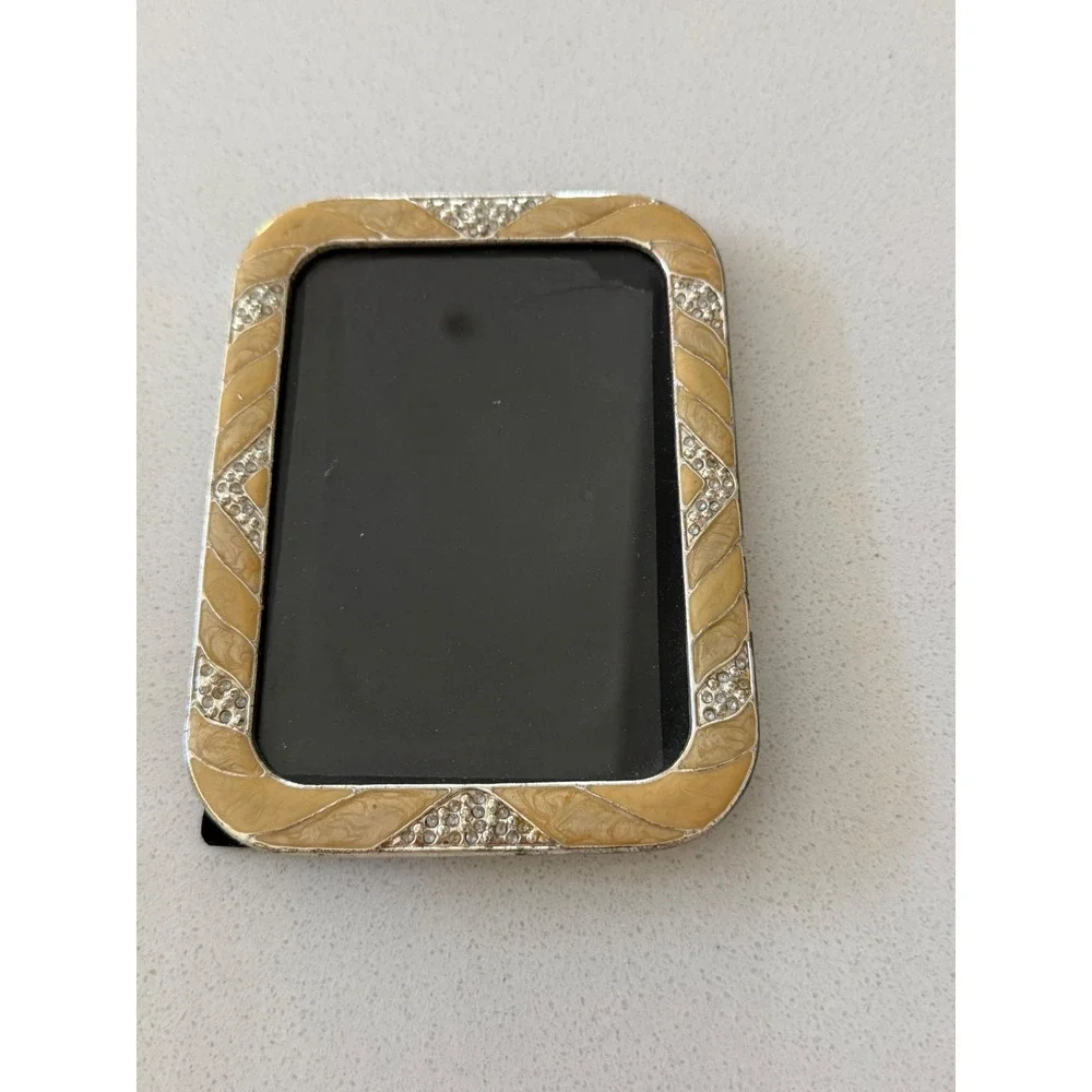Vintage Style Rhinestone Enamel Miniature Picture Frame‎ Silver Champagne Gold